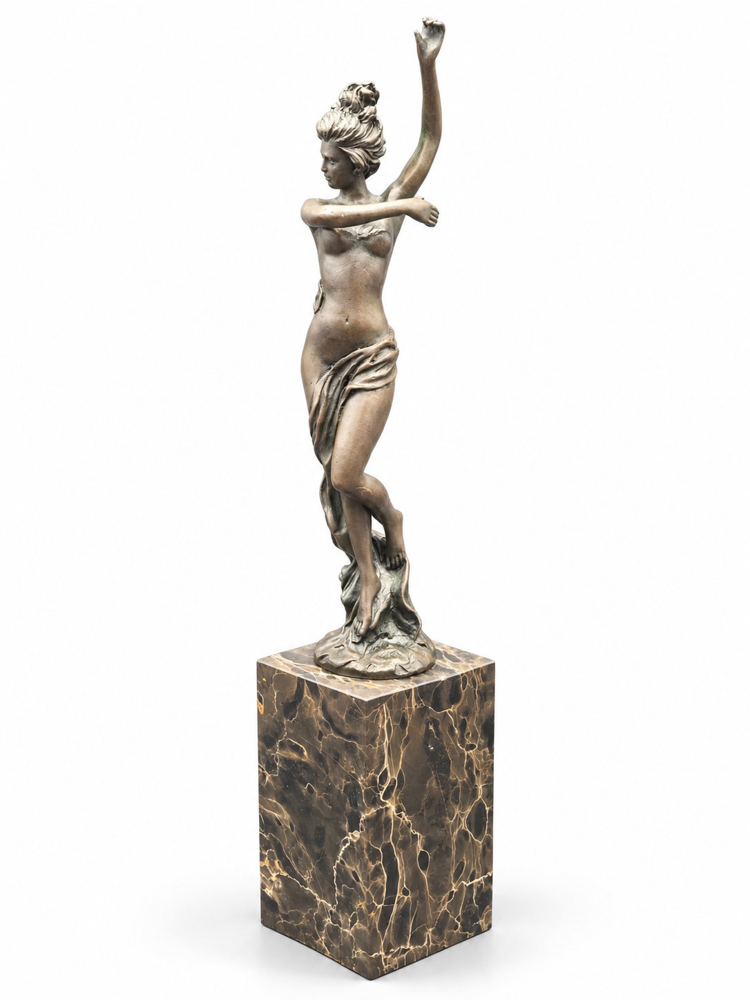 Modern bronzen beeld 'Dansende vrouw met Sjaal' – Gesigneerd Milo – 36 cm