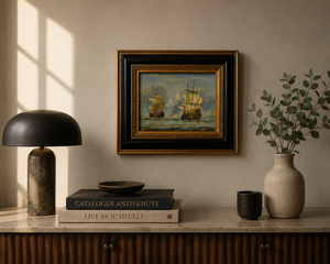 Maritiem olieverfschilderij op paneel – “Fulton” – Zeilschepen op zee – Ingelijst
