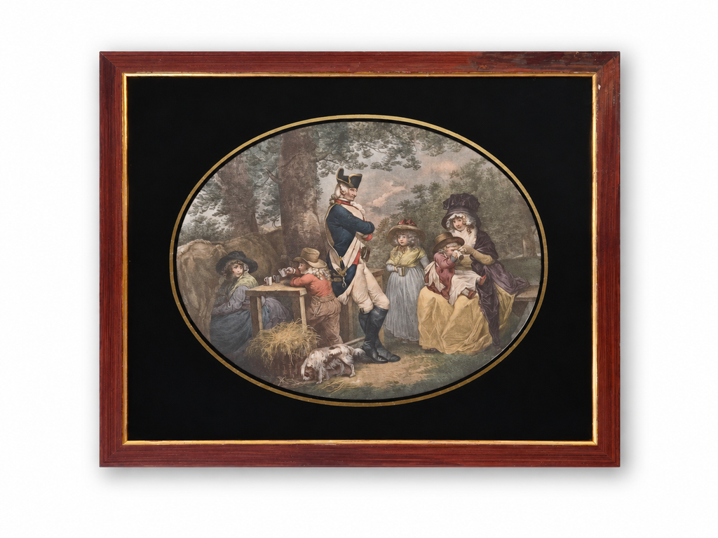 St James’s Park – George Morland – Ingekleurde 18e-eeuwse Stippelgravure – 1790