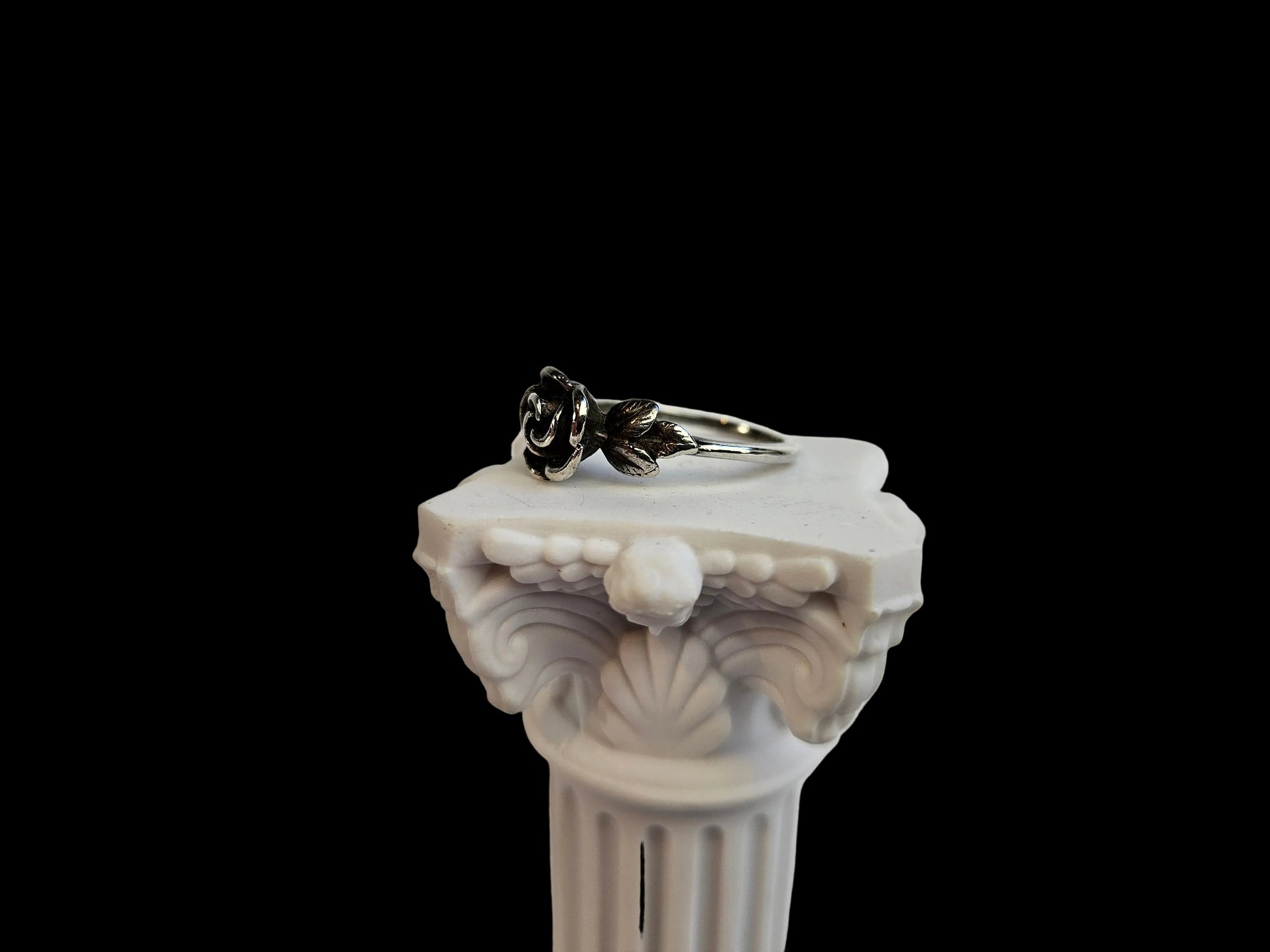 Vintage Zilveren Roosring - Biedermeier- of Art Nouveau-stijl