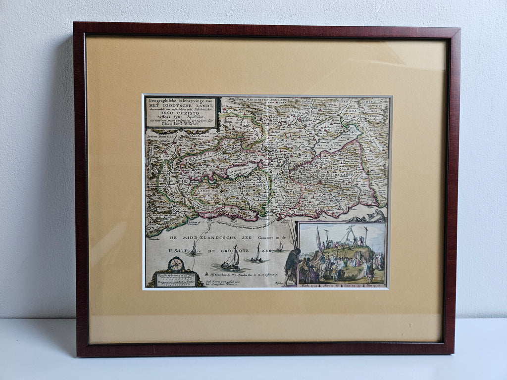 Zeldzame 17e-eeuwse Statenbijbelkaart "Het Beloofde Land" – Claes Jansz. Visscher (ca. 1642-1650)