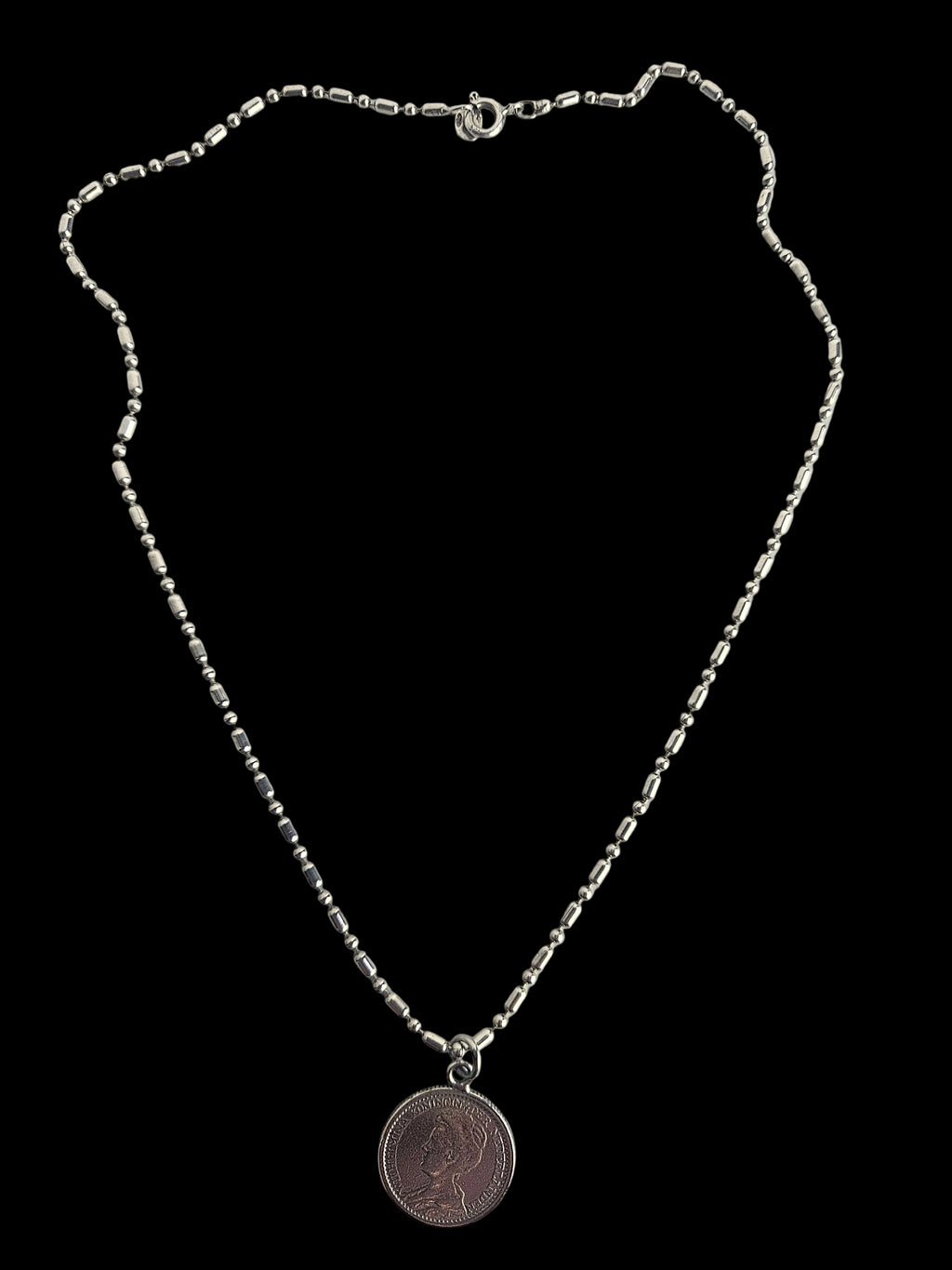 Zilveren Munthanger Ketting – Authentiek Kwartje 1918 – Stil Verzet Tweede Wereldoorlog