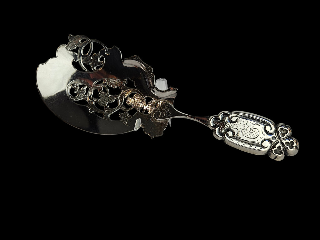 antieke zilveren visschep