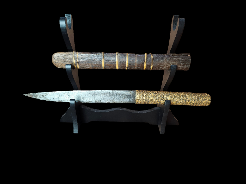 Antieke Afrikaanse Dolk met Gevlochten Heft en Originele Schede