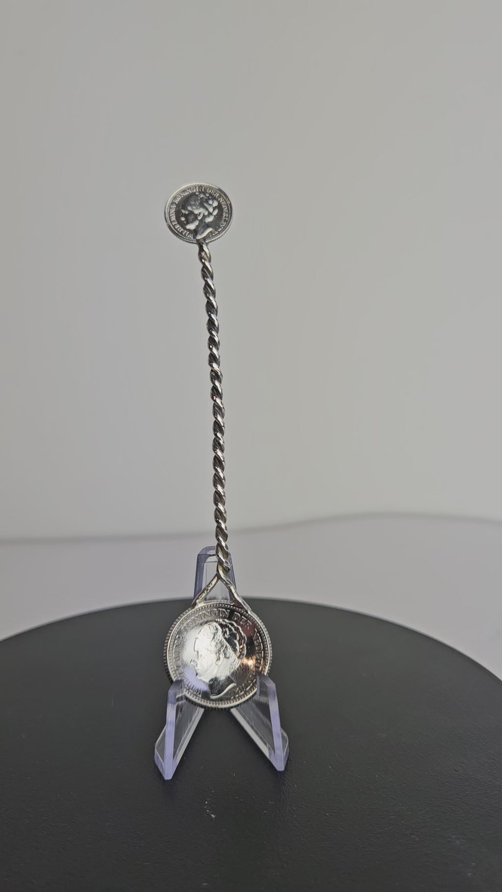 Antiek zilveren muntlepeltje – Wilhelmina halve gulden & 10 cent