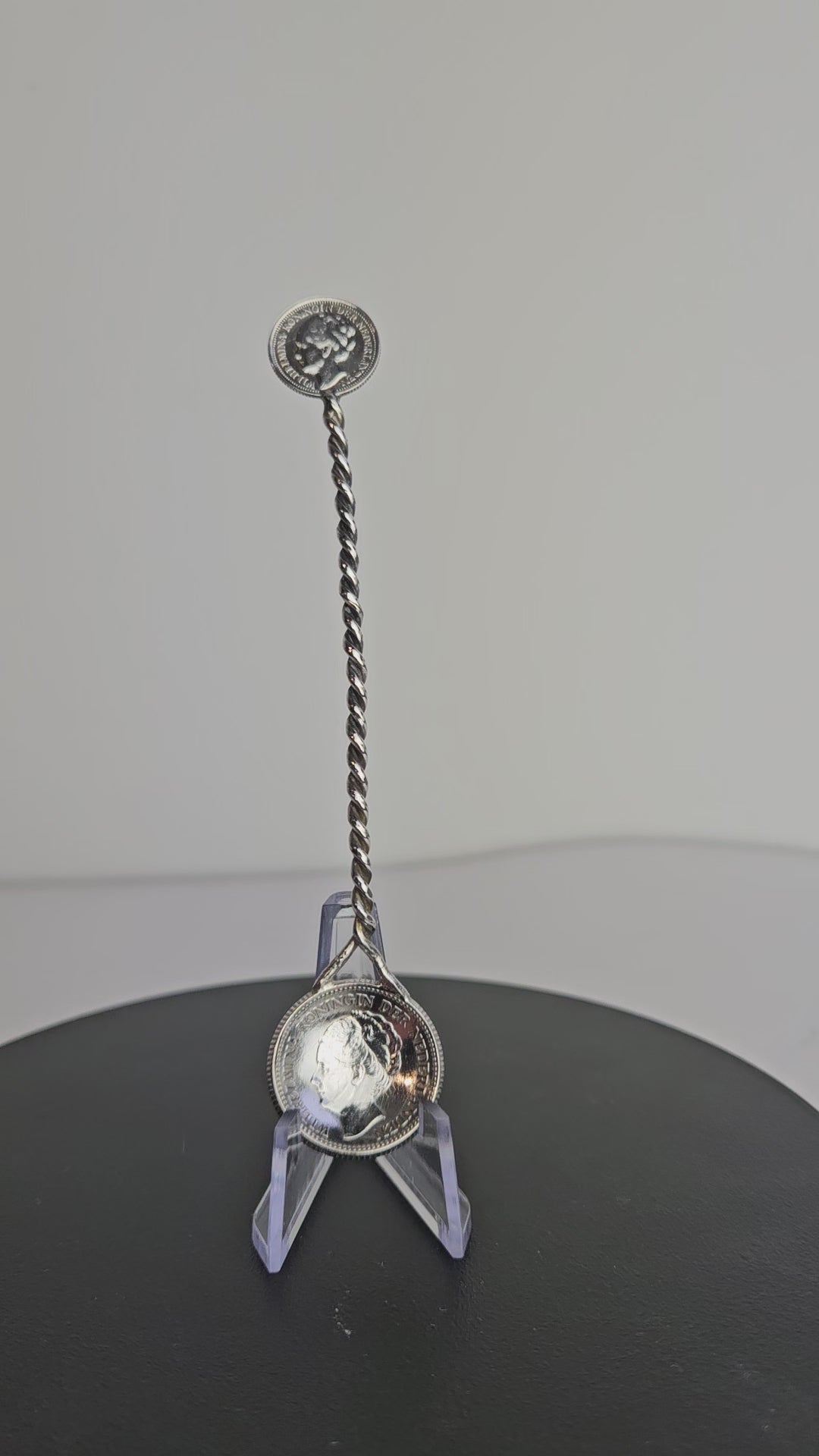 Antiek zilveren muntlepeltje – Wilhelmina halve gulden & 10 cent