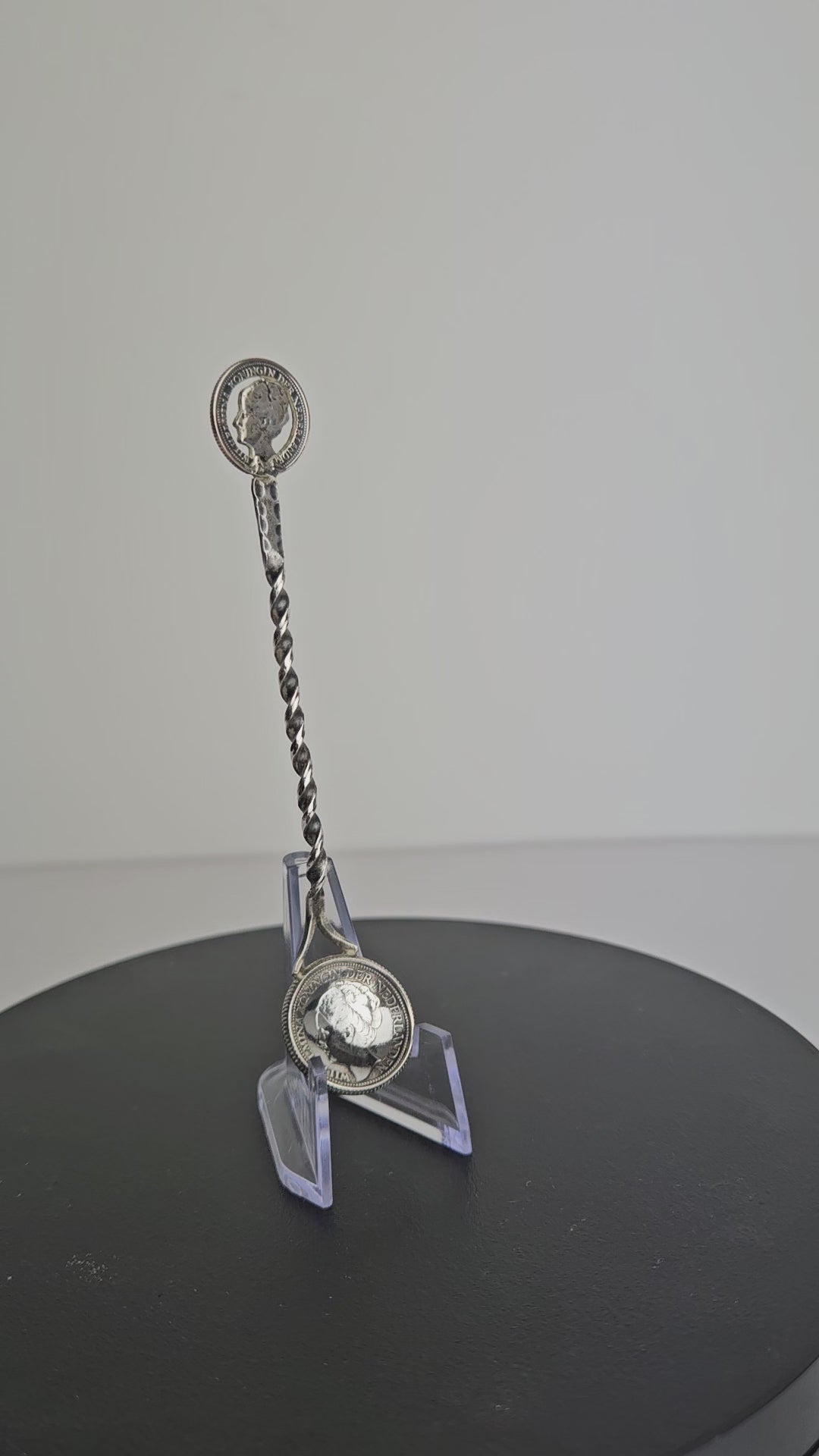 Antiek Zilveren muntlepel | Wilhelmina 25 cent 1911